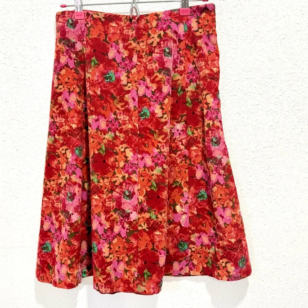 Eddie Bauer corduroy Floral‎ knee length skirt 2